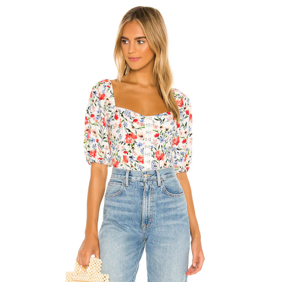 ASTR the Label Tops - ASTR the Label Hook & Eye Square Neck Top in Red